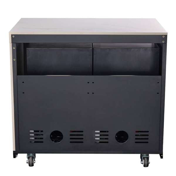 Rimini Outdoor Kitchen: 30" BBQ 62,600 BTU, 4.8 cu.ft. Refrigerators, White Countertops