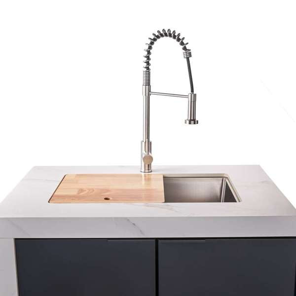 Rimini Outdoor Kitchen: 30" BBQ 62,600 BTU, 4.8 cu.ft. Refrigerators, White Countertops