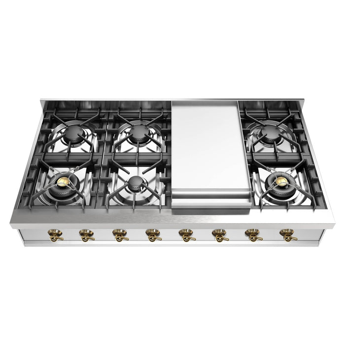 ILVE UHCP48FN Nostalgie II 48 inch Built-In Gas Rangetop with Griddle, in Stainless Steel