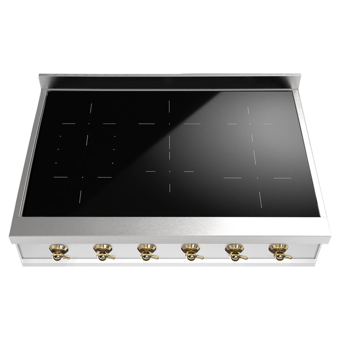 ILVE UHCPI366N Nostalgie II 36 inch Built-In Induction Rangetop (Stainless Steel, Brass)