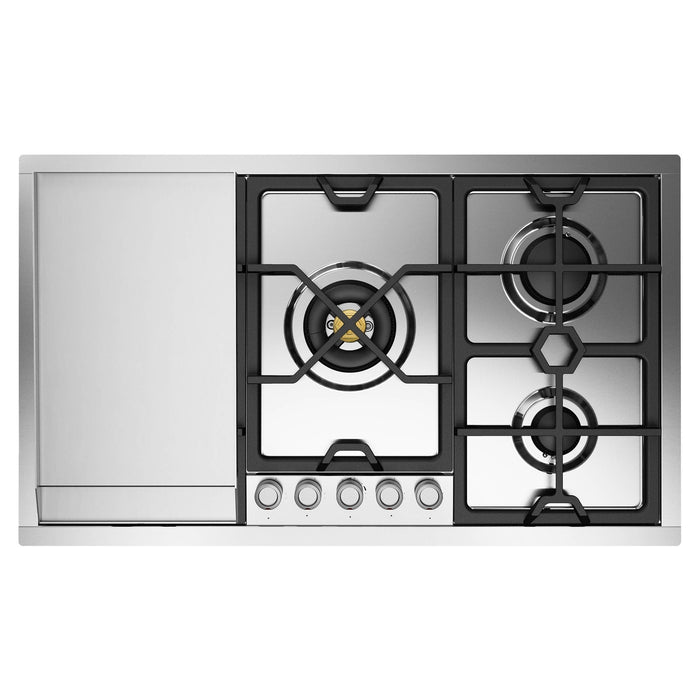 ILVE UHCPMT95 Panoramagic 36 inch Built-In Gas Cooktop with 5 Burners, in Stainless Steel