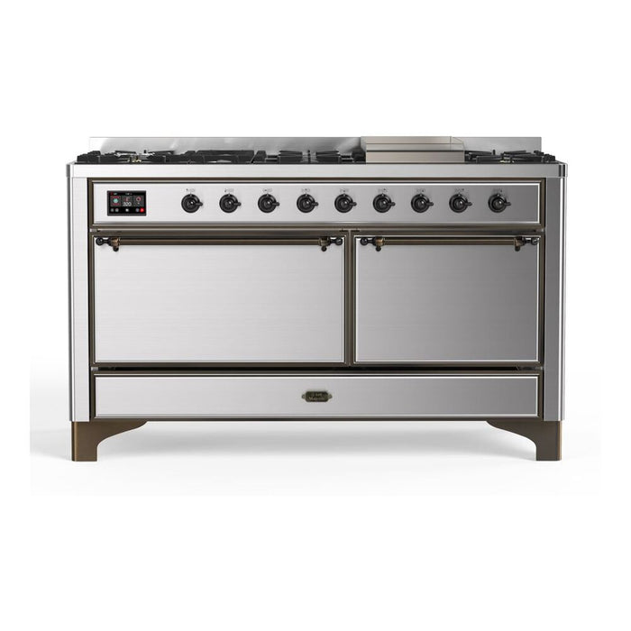 ILVE Majestic II Series 60 Inch Dual Fuel Freestanding Range Gas/Propane (UM15FDQNS3)