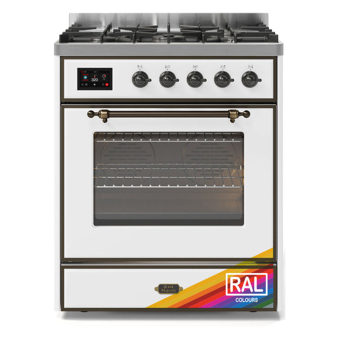 ILVE 30" Majestic II Series Gas Burner and Electric Oven Range with 5 Sealed Burners (UM30DNE3)