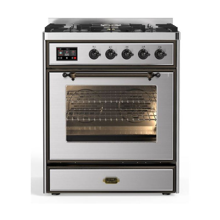 ILVE 30" Majestic II Series Gas Burner and Electric Oven Range with 5 Sealed Burners (UM30DNE3)