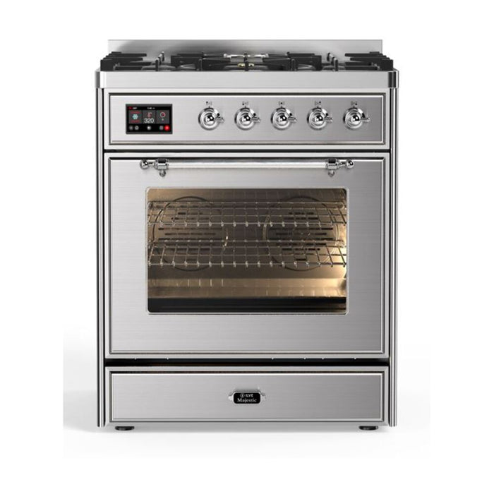 ILVE 30" Majestic II Series Gas Burner and Electric Oven Range with 5 Sealed Burners (UM30DNE3)