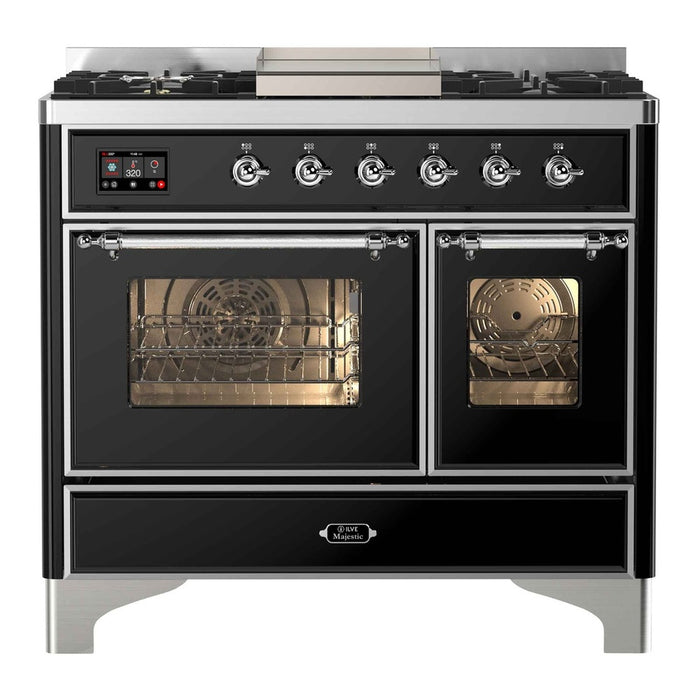 ILVE 40 Inch Majestic II Series Natural Gas/ Propane Gas Burner and Electric Oven with 6 Sealed Burners (UMD10FDNS3)