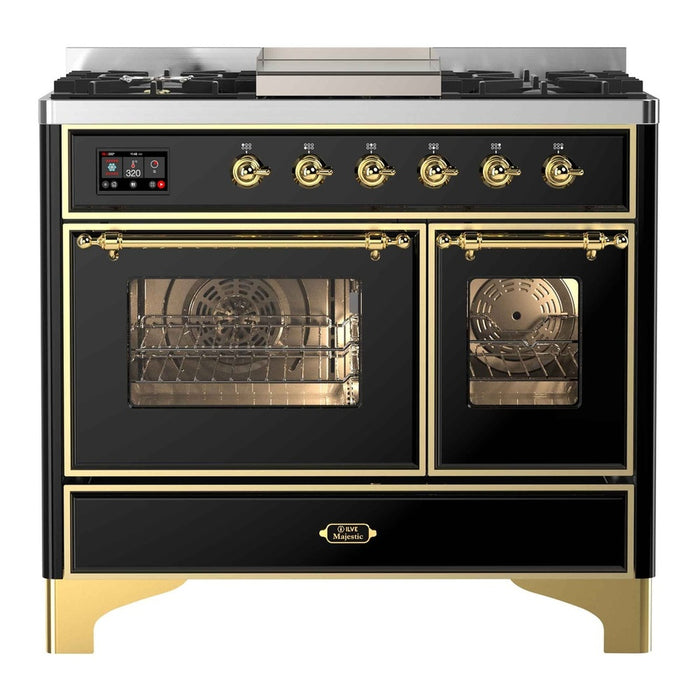 ILVE 40 Inch Majestic II Series Natural Gas/ Propane Gas Burner and Electric Oven with 6 Sealed Burners (UMD10FDNS3)