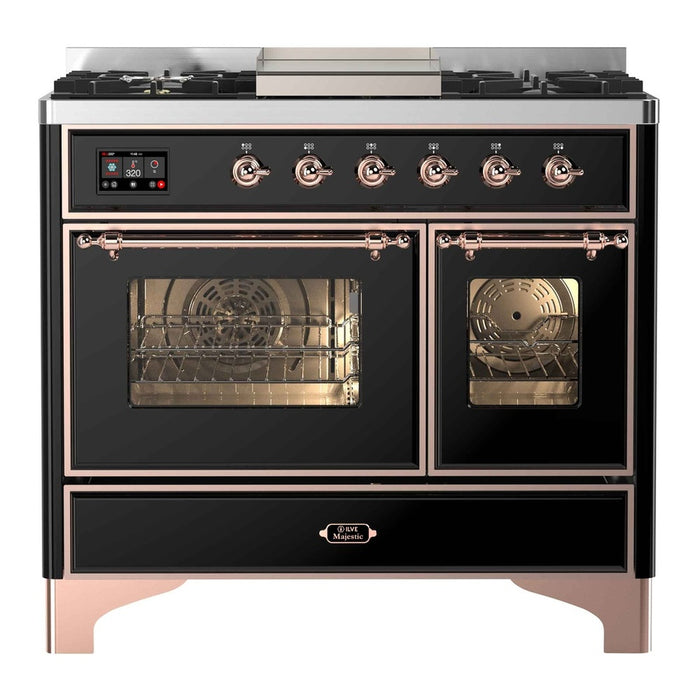 ILVE 40 Inch Majestic II Series Natural Gas/ Propane Gas Burner and Electric Oven with 6 Sealed Burners (UMD10FDNS3)
