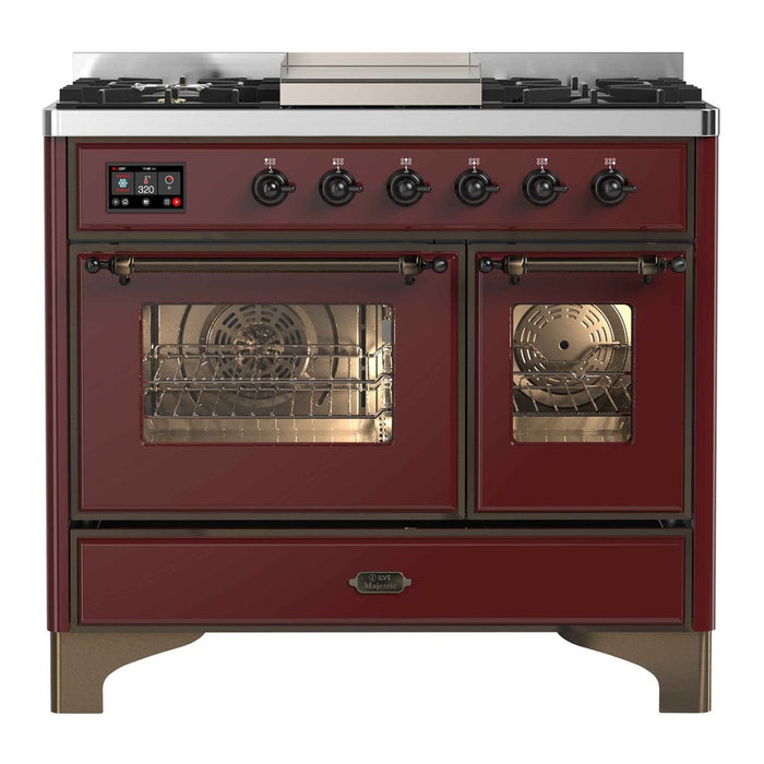 ILVE 40 Inch Majestic II Series Natural Gas/ Propane Gas Burner and Electric Oven with 6 Sealed Burners (UMD10FDNS3)