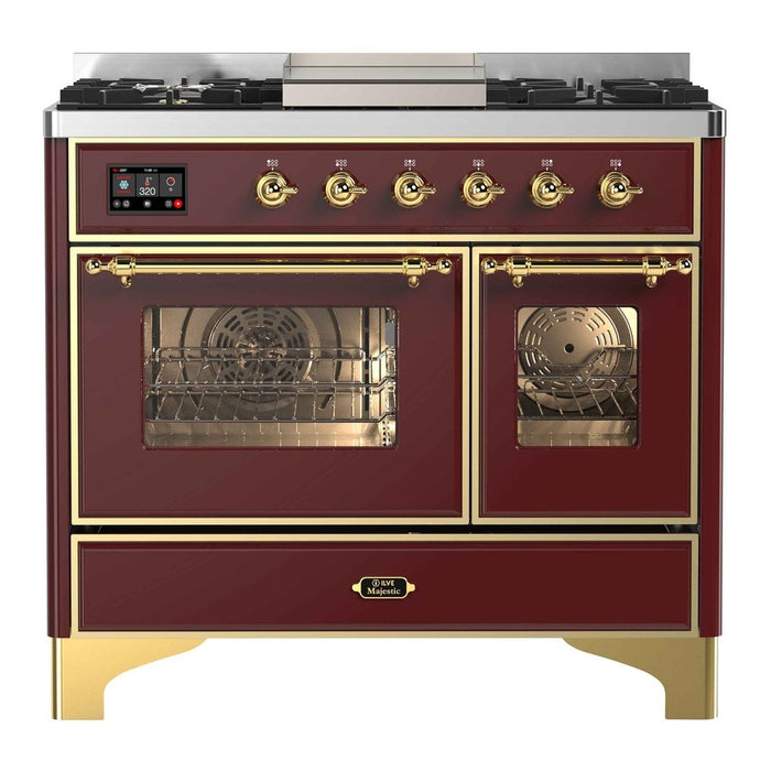 ILVE 40 Inch Majestic II Series Natural Gas/ Propane Gas Burner and Electric Oven with 6 Sealed Burners (UMD10FDNS3)