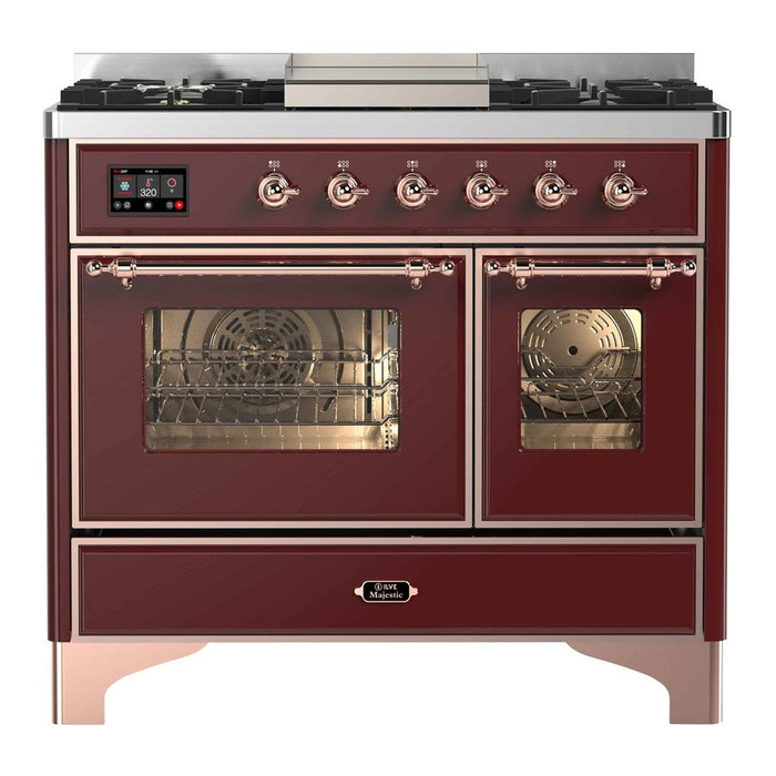 ILVE 40 Inch Majestic II Series Natural Gas/ Propane Gas Burner and Electric Oven with 6 Sealed Burners (UMD10FDNS3)