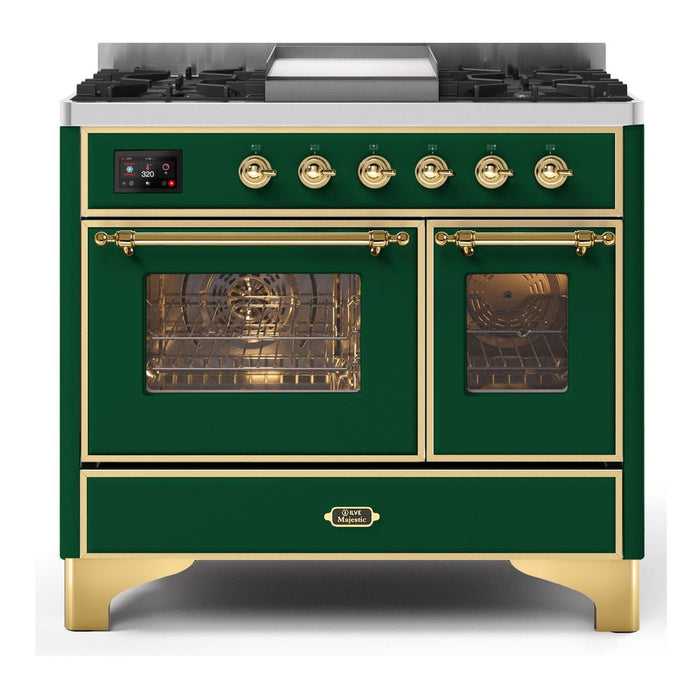 ILVE 40 Inch Majestic II Series Natural Gas/ Propane Gas Burner and Electric Oven with 6 Sealed Burners (UMD10FDNS3)