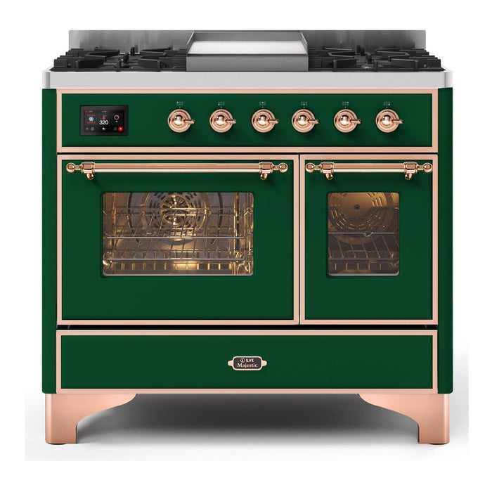 ILVE 40 Inch Majestic II Series Natural Gas/ Propane Gas Burner and Electric Oven with 6 Sealed Burners (UMD10FDNS3)