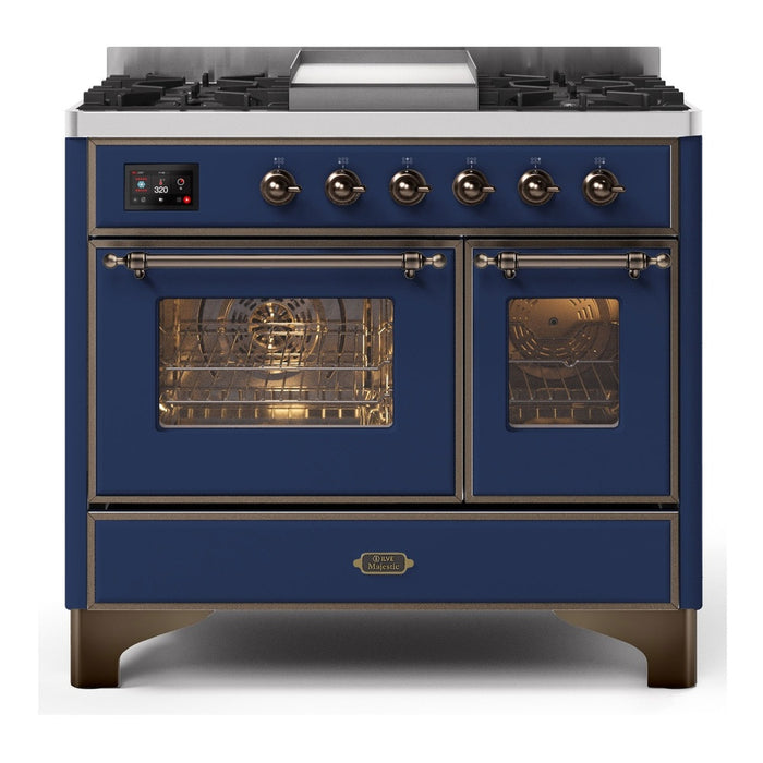 ILVE 40 Inch Majestic II Series Natural Gas/ Propane Gas Burner and Electric Oven with 6 Sealed Burners (UMD10FDNS3)