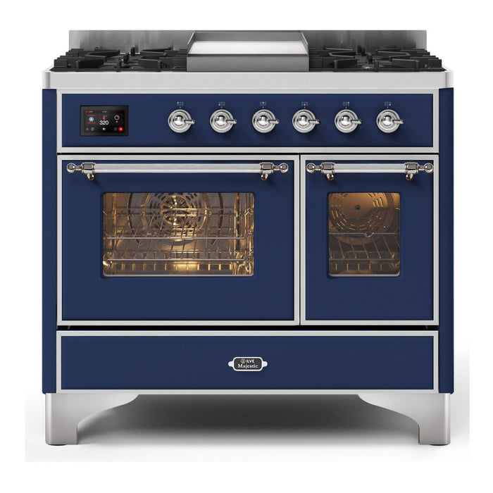 ILVE 40 Inch Majestic II Series Natural Gas/ Propane Gas Burner and Electric Oven with 6 Sealed Burners (UMD10FDNS3)