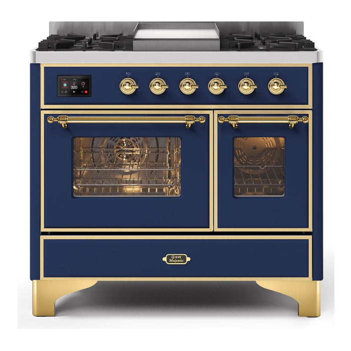 ILVE 40 Inch Majestic II Series Natural Gas/ Propane Gas Burner and Electric Oven with 6 Sealed Burners (UMD10FDNS3)