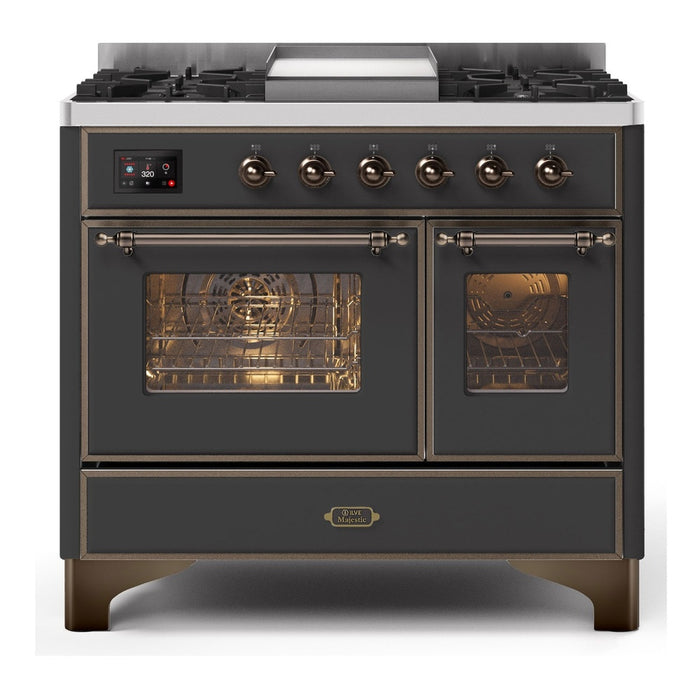 ILVE 40 Inch Majestic II Series Natural Gas/ Propane Gas Burner and Electric Oven with 6 Sealed Burners (UMD10FDNS3)