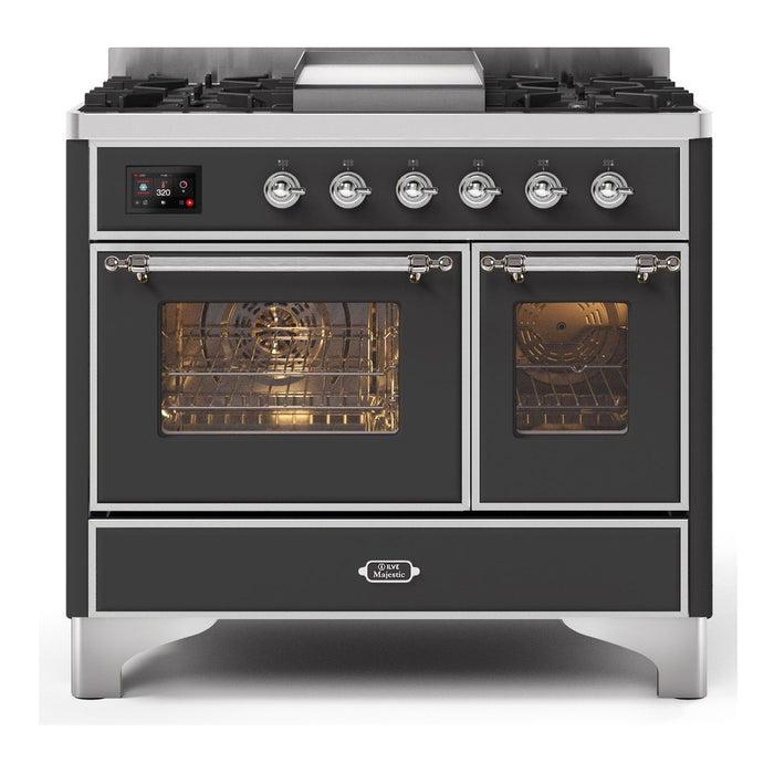 ILVE 40 Inch Majestic II Series Natural Gas/ Propane Gas Burner and Electric Oven with 6 Sealed Burners (UMD10FDNS3)