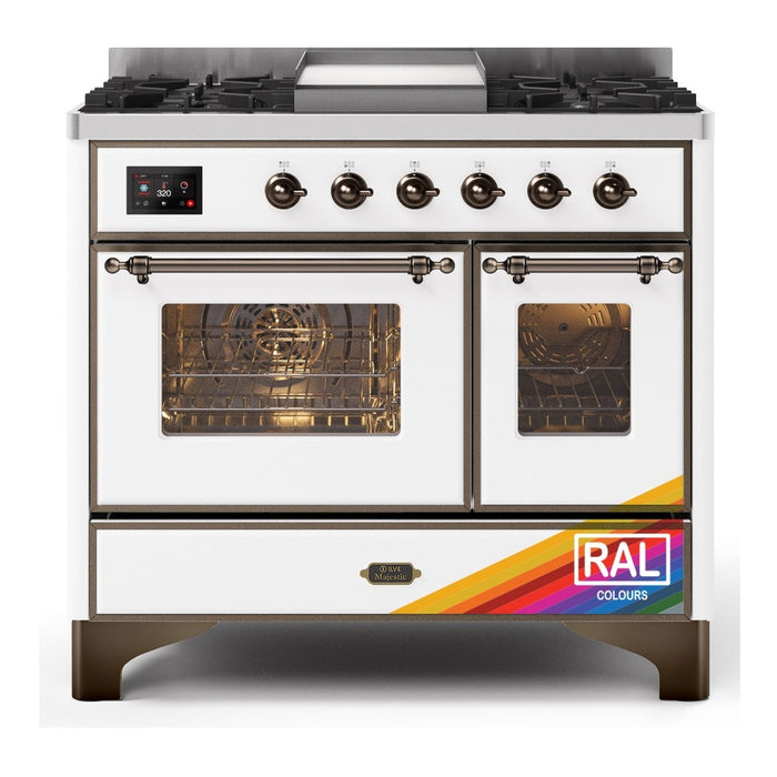 ILVE 40 Inch Majestic II Series Natural Gas/ Propane Gas Burner and Electric Oven with 6 Sealed Burners (UMD10FDNS3)