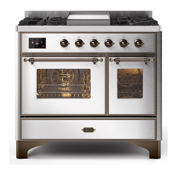 ILVE 40 Inch Majestic II Series Natural Gas/ Propane Gas Burner and Electric Oven with 6 Sealed Burners (UMD10FDNS3)