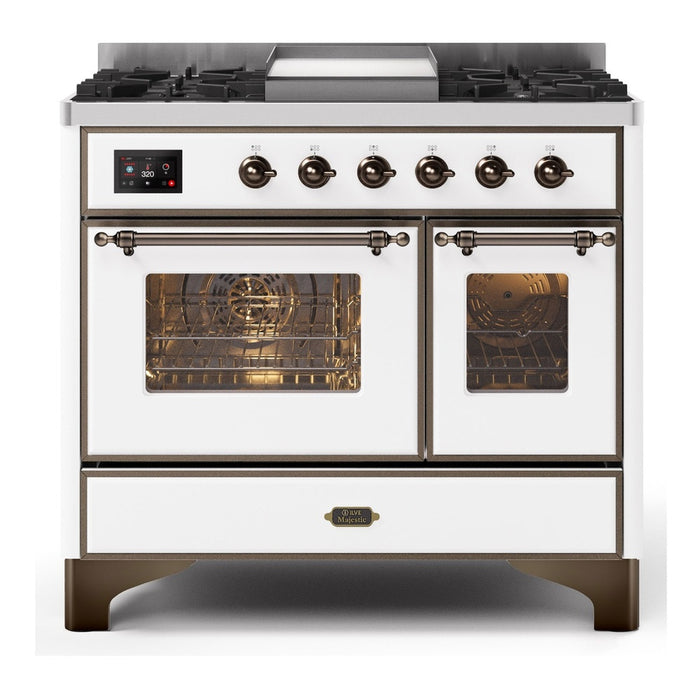 ILVE 40 Inch Majestic II Series Natural Gas/ Propane Gas Burner and Electric Oven with 6 Sealed Burners (UMD10FDNS3)