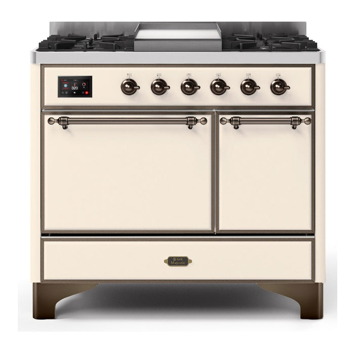 ILVE 40 Inch Majestic II Series Natural/ Propane Gas Burner and Electric Oven Range with 6 Sealed Burners (UMD10FDQNS3)