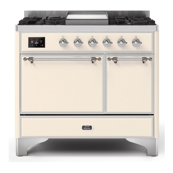 ILVE 40 Inch Majestic II Series Natural/ Propane Gas Burner and Electric Oven Range with 6 Sealed Burners (UMD10FDQNS3)