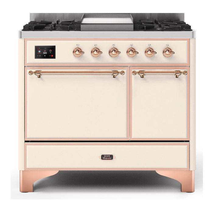 ILVE 40 Inch Majestic II Series Natural/ Propane Gas Burner and Electric Oven Range with 6 Sealed Burners (UMD10FDQNS3)