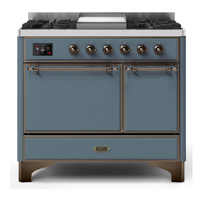 ILVE 40 Inch Majestic II Series Natural/ Propane Gas Burner and Electric Oven Range with 6 Sealed Burners (UMD10FDQNS3)