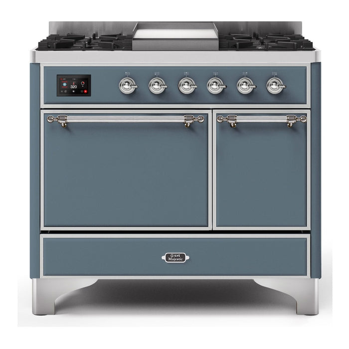 ILVE 40 Inch Majestic II Series Natural/ Propane Gas Burner and Electric Oven Range with 6 Sealed Burners (UMD10FDQNS3)
