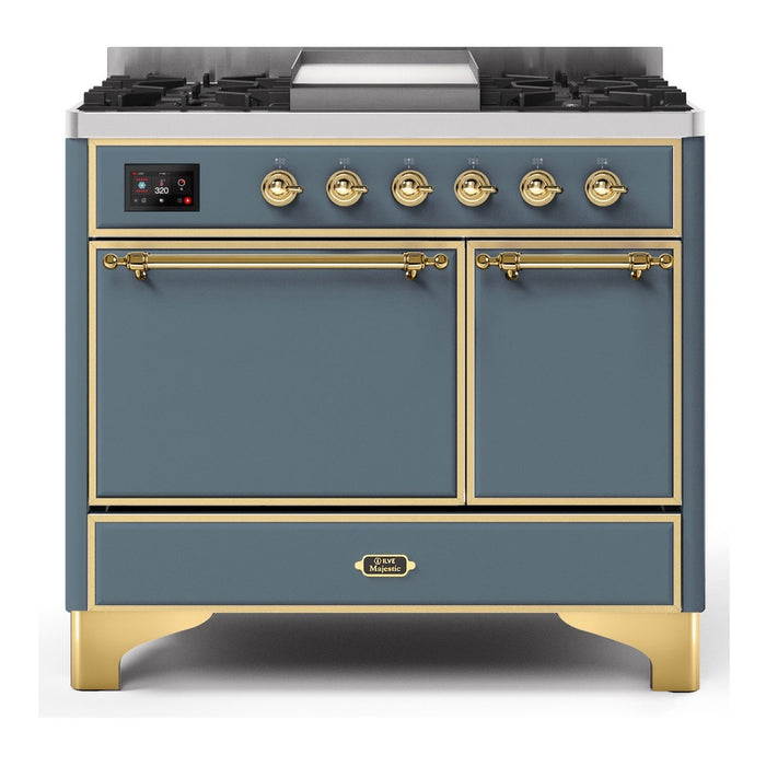 ILVE 40 Inch Majestic II Series Natural/ Propane Gas Burner and Electric Oven Range with 6 Sealed Burners (UMD10FDQNS3)