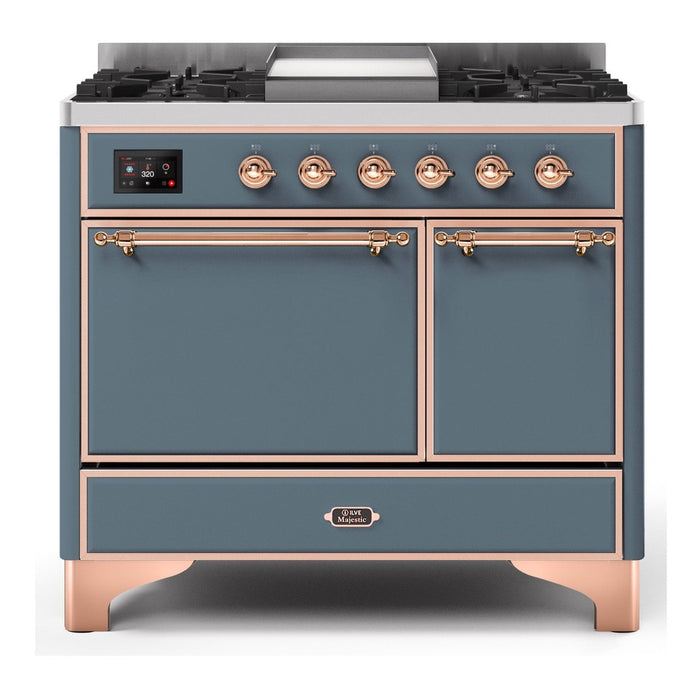 ILVE 40 Inch Majestic II Series Natural/ Propane Gas Burner and Electric Oven Range with 6 Sealed Burners (UMD10FDQNS3)