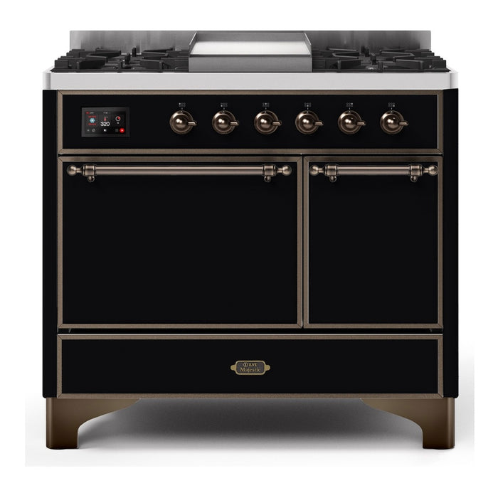 ILVE 40 Inch Majestic II Series Natural/ Propane Gas Burner and Electric Oven Range with 6 Sealed Burners (UMD10FDQNS3)