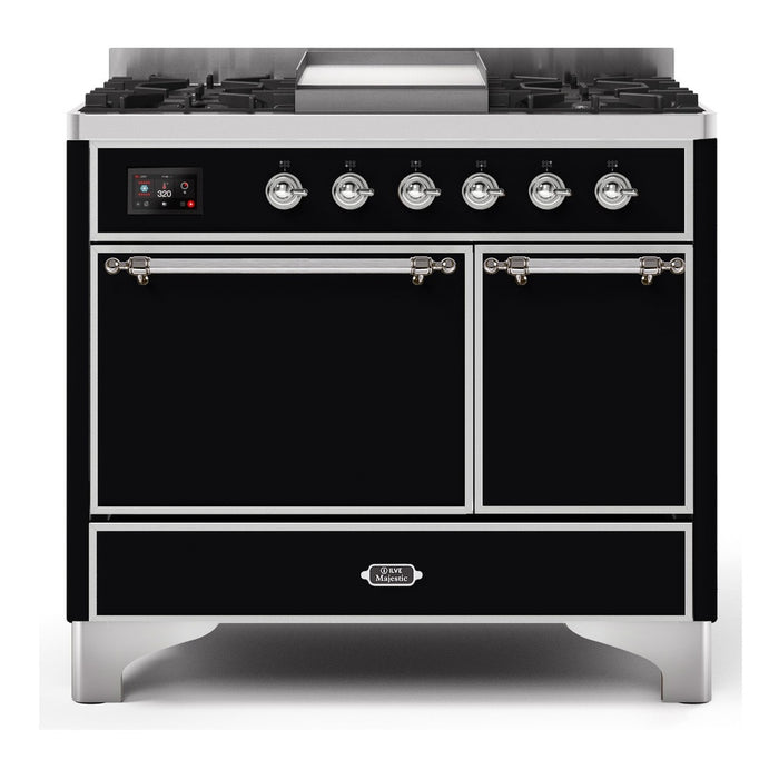 ILVE 40 Inch Majestic II Series Natural/ Propane Gas Burner and Electric Oven Range with 6 Sealed Burners (UMD10FDQNS3)