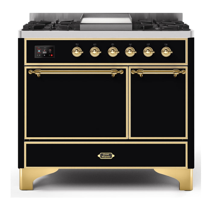 ILVE 40 Inch Majestic II Series Natural/ Propane Gas Burner and Electric Oven Range with 6 Sealed Burners (UMD10FDQNS3)