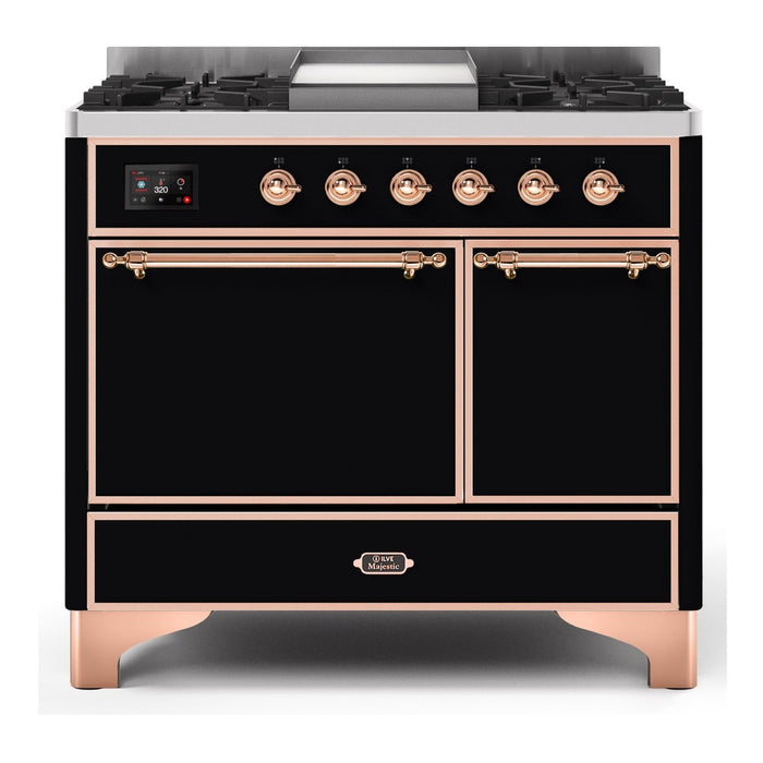 ILVE 40 Inch Majestic II Series Natural/ Propane Gas Burner and Electric Oven Range with 6 Sealed Burners (UMD10FDQNS3)