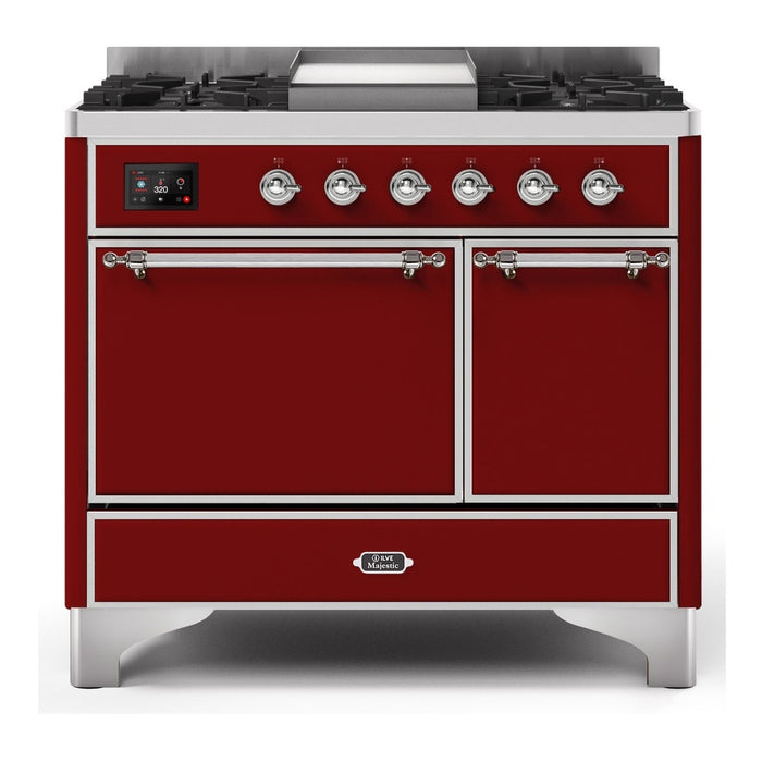 ILVE 40 Inch Majestic II Series Natural/ Propane Gas Burner and Electric Oven Range with 6 Sealed Burners (UMD10FDQNS3)