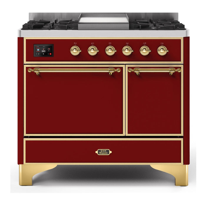 ILVE 40 Inch Majestic II Series Natural/ Propane Gas Burner and Electric Oven Range with 6 Sealed Burners (UMD10FDQNS3)