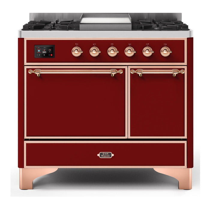 ILVE 40 Inch Majestic II Series Natural/ Propane Gas Burner and Electric Oven Range with 6 Sealed Burners (UMD10FDQNS3)