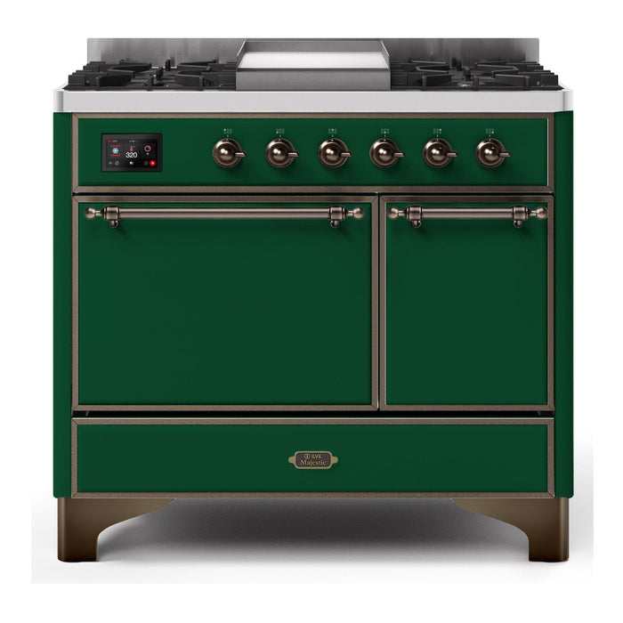 ILVE 40 Inch Majestic II Series Natural/ Propane Gas Burner and Electric Oven Range with 6 Sealed Burners (UMD10FDQNS3)