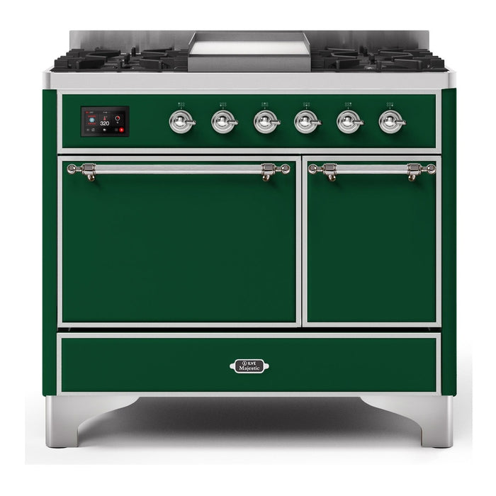 ILVE 40 Inch Majestic II Series Natural/ Propane Gas Burner and Electric Oven Range with 6 Sealed Burners (UMD10FDQNS3)