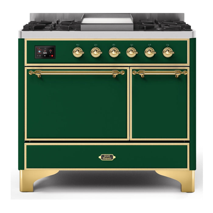 ILVE 40 Inch Majestic II Series Natural/ Propane Gas Burner and Electric Oven Range with 6 Sealed Burners (UMD10FDQNS3)