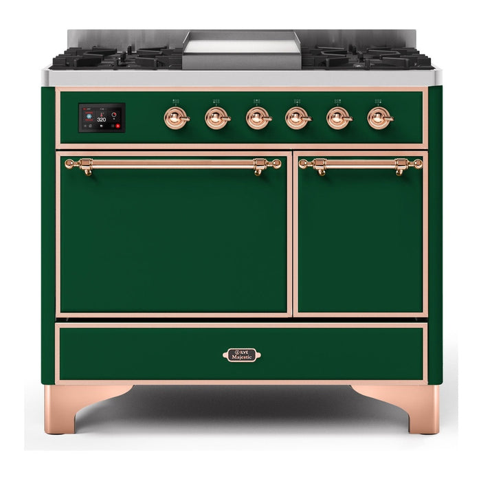 ILVE 40 Inch Majestic II Series Natural/ Propane Gas Burner and Electric Oven Range with 6 Sealed Burners (UMD10FDQNS3)
