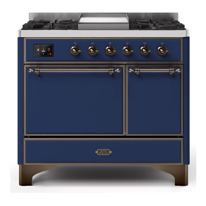 ILVE 40 Inch Majestic II Series Natural/ Propane Gas Burner and Electric Oven Range with 6 Sealed Burners (UMD10FDQNS3)