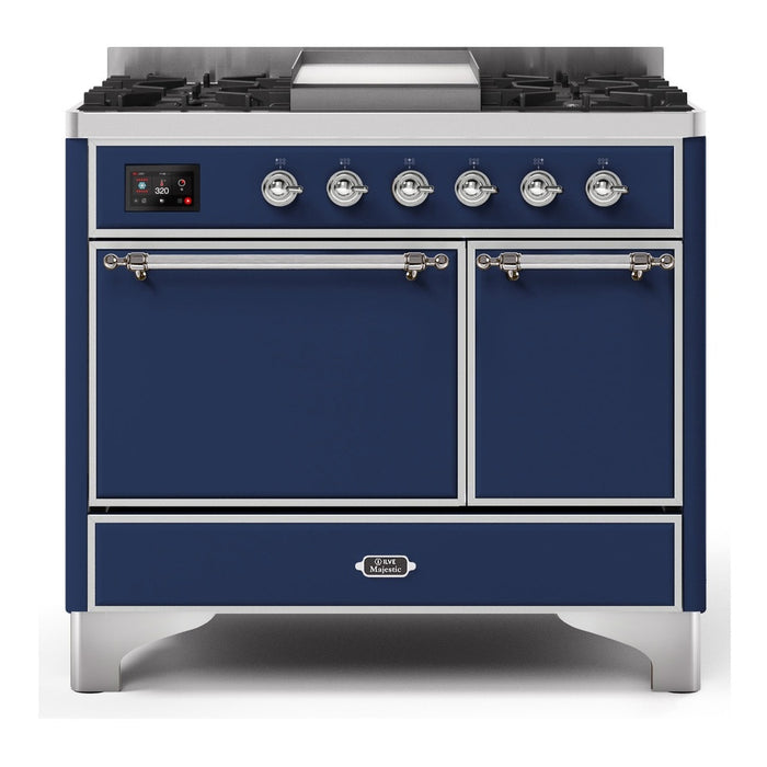 ILVE 40 Inch Majestic II Series Natural/ Propane Gas Burner and Electric Oven Range with 6 Sealed Burners (UMD10FDQNS3)