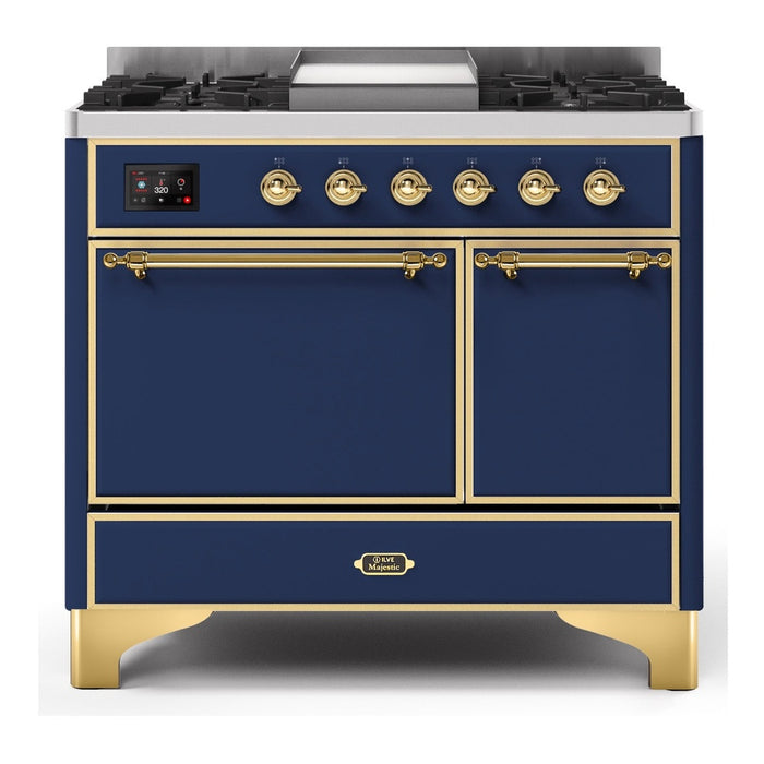 ILVE 40 Inch Majestic II Series Natural/ Propane Gas Burner and Electric Oven Range with 6 Sealed Burners (UMD10FDQNS3)