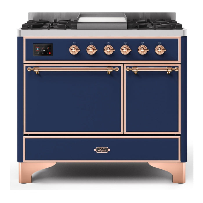 ILVE 40 Inch Majestic II Series Natural/ Propane Gas Burner and Electric Oven Range with 6 Sealed Burners (UMD10FDQNS3)