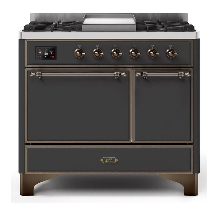 ILVE 40 Inch Majestic II Series Natural/ Propane Gas Burner and Electric Oven Range with 6 Sealed Burners (UMD10FDQNS3)