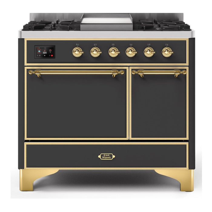 ILVE 40 Inch Majestic II Series Natural/ Propane Gas Burner and Electric Oven Range with 6 Sealed Burners (UMD10FDQNS3)