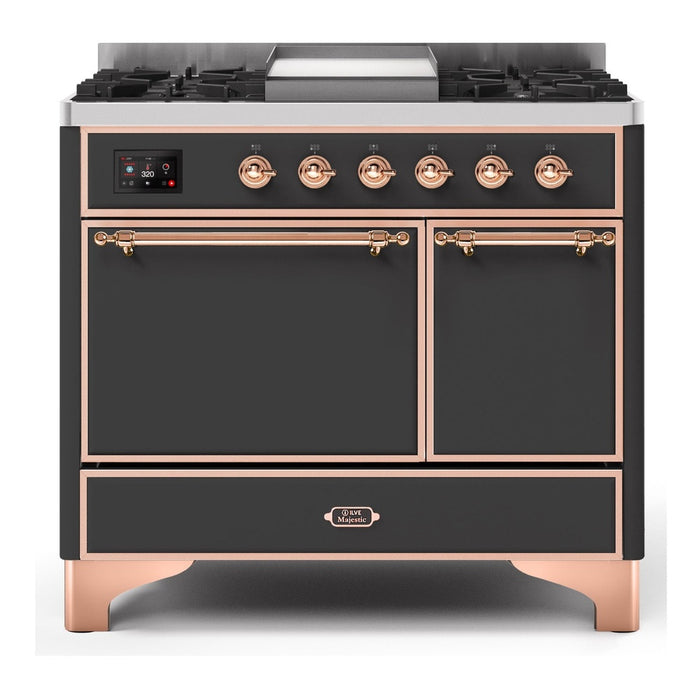 ILVE 40 Inch Majestic II Series Natural/ Propane Gas Burner and Electric Oven Range with 6 Sealed Burners (UMD10FDQNS3)